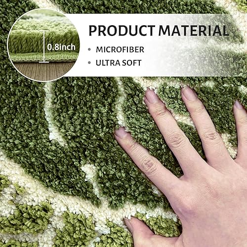 Miniatura 4 de Alfombra de baño antideslizante con planta verde salvia, bonita alfombra de baño absorbente de hojas de Monstera, divertida alfombra de baño