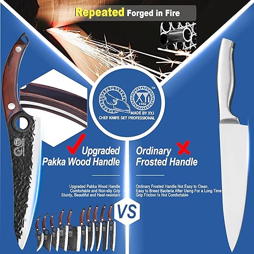 Miniatura 5 de XYJ Juego de cuchillos de cocina profesional con cuchillas forjadas de acero de alto carbono, cuchillo de chef, cuchilla, cuchillo de tallar