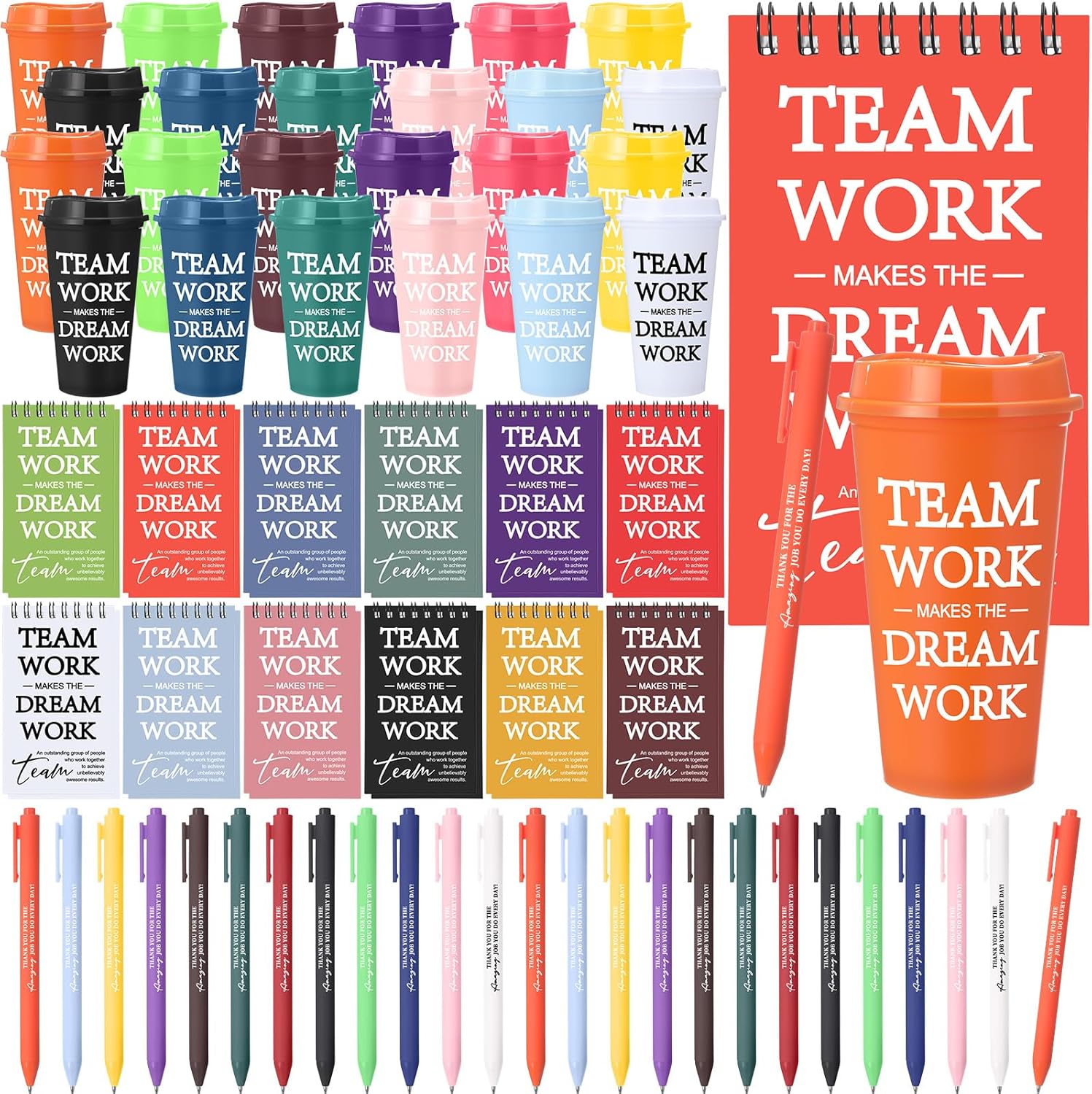 72 Pcs Team Appreciation Gifts Sets Employee Appreciation Gifts Bulk Include 16 oz Plastic Coffee Cup Mini Team Notepads Thank You Pens for Staff Group Coworkers Teacher (Christmas)