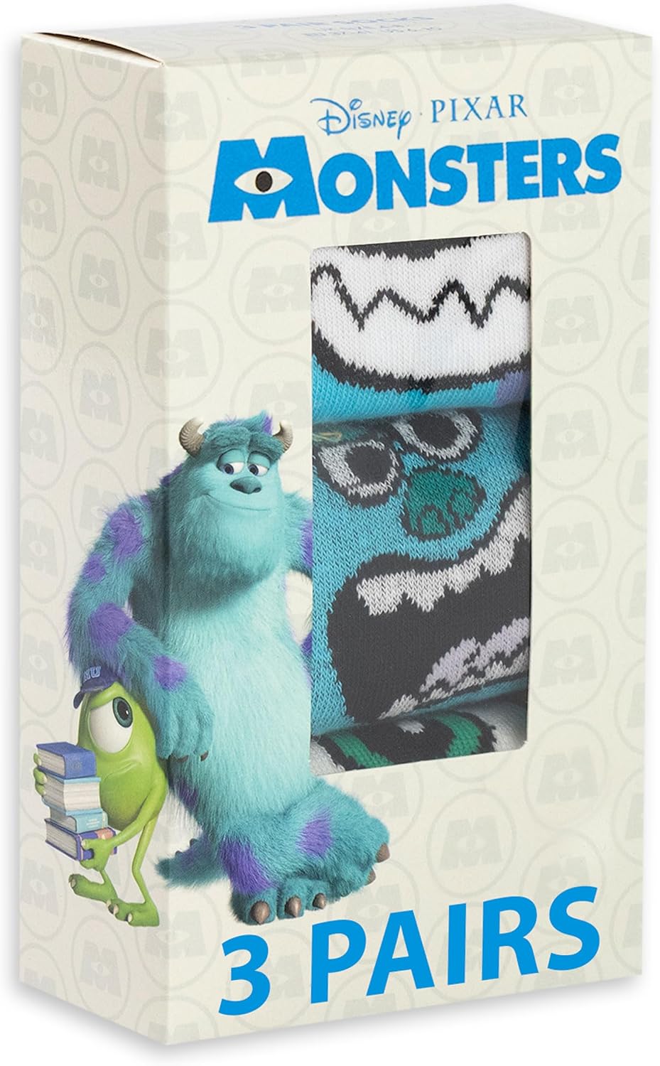 Disney Monsters Inc Men's Calf Socks Set of 3 | Mike Wazowski & Sulley Graphic Polkadot Design Merch