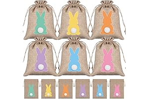 Easter Burlap Favor Bags with Fluffy Tails