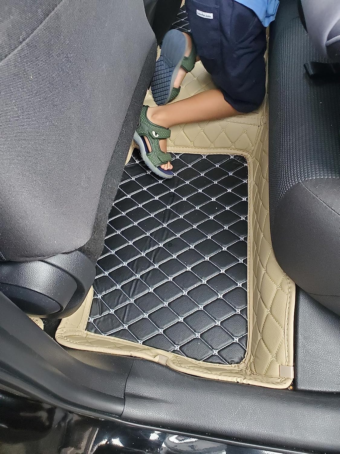 Custom(E.g, for Tesl,for Mercedes-Benz,for BMW,for Audi, for Ford, for Honda, for Nissan,for Toyota,for Chevrolet..)(Front + Rear+Third Row) Car Floor Mats (Black Beige)