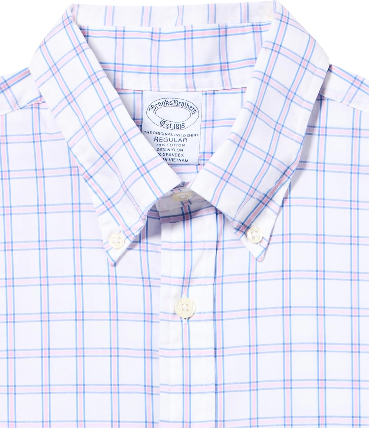 Performance Series Stretch Polo Button-Down Collar, Checked Sport Shirt - Image 2