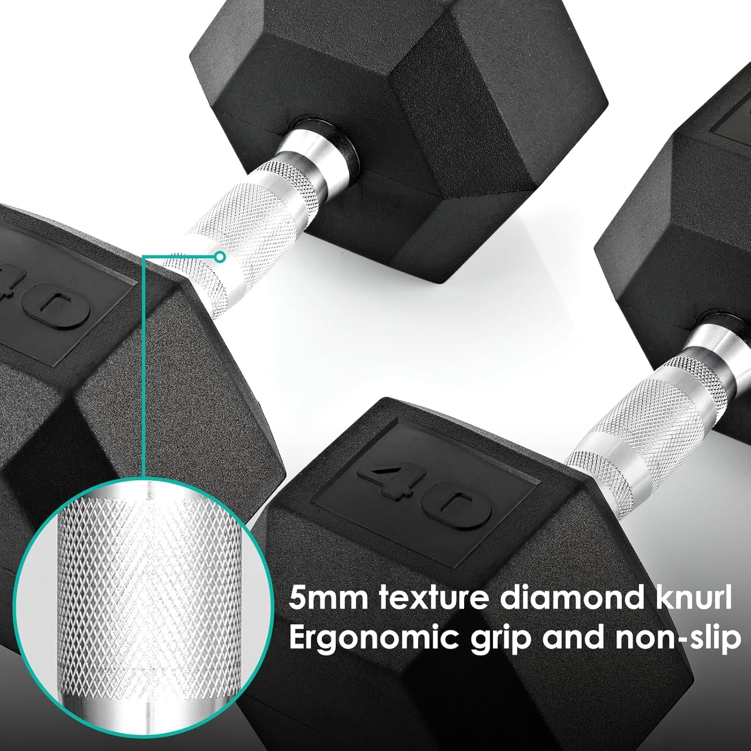 Hexagon Hanteln – 2er-Set 10–30 kg Kurzhantel-Set für Krafttraining & Fitness, Gusseisen mit Gummi-Beschichtung, rutschfester Griff, bodenschonend
