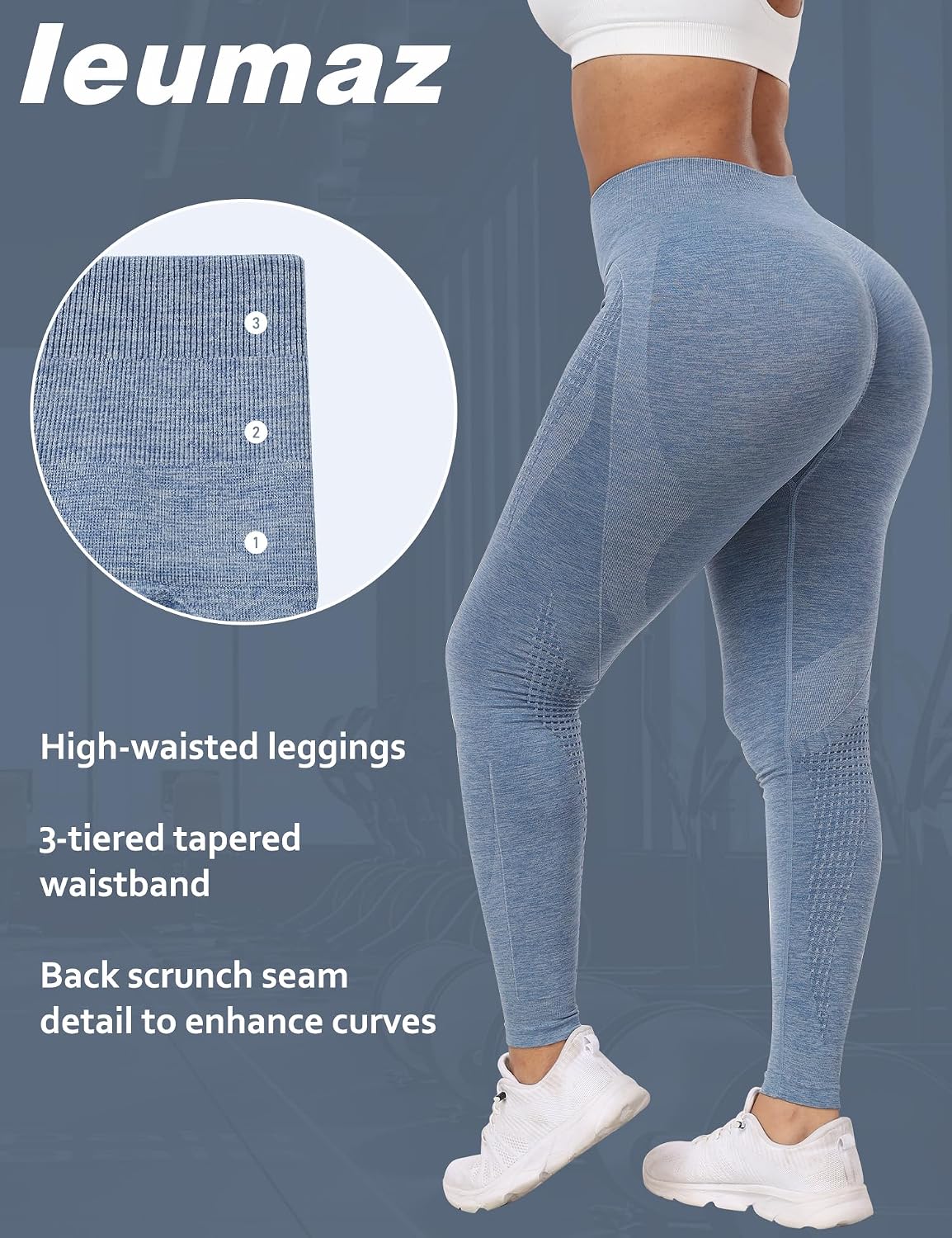 Ieumaz Amplify Scrunch Butt Lifting Leggings for Women Seamless Gym Workout Leggings High Waist Tummy Control Yoga Pants