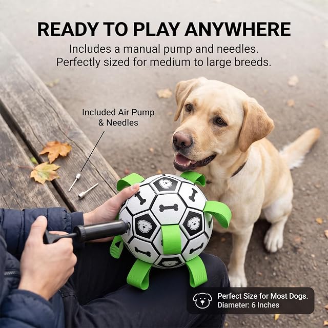 Foto 6 de 8 de HONGYEE Juguete de fútbol para Perros Juguete Interactivo para Tirar con Cuerda Resistente a los mordiscos…