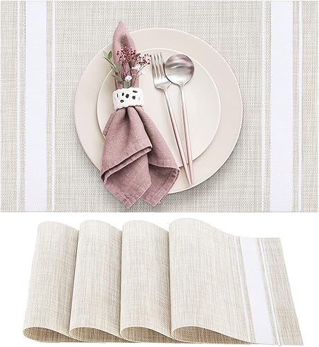 DACHUI manteles individuales resistentes al calor, contra manchas, no se deslizan, lavable, de PVC, manteles individuales tejidos de vinilo