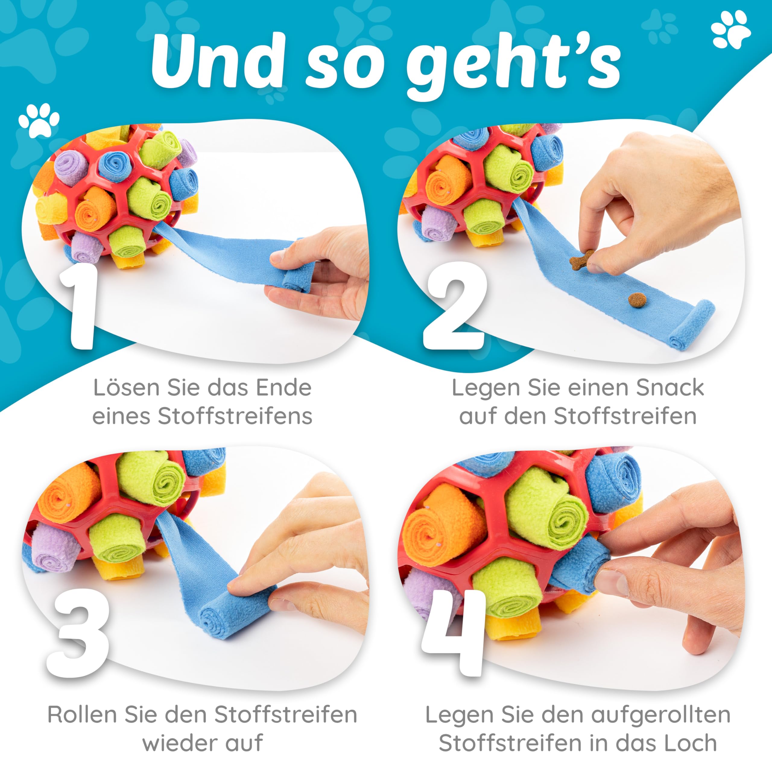 Schnüffelball für Hunde Intelligenzspielzeug [für alle Hunde] Schnüffelspiele Hund | Rosen Rot
