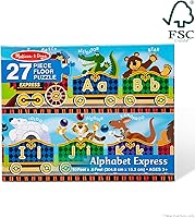 Vista 4 de Melissa & Doug Alphabet Express - Rompecabezas de suelo jumbo (27 piezas, 10 pies de largo) - Certificado FSC