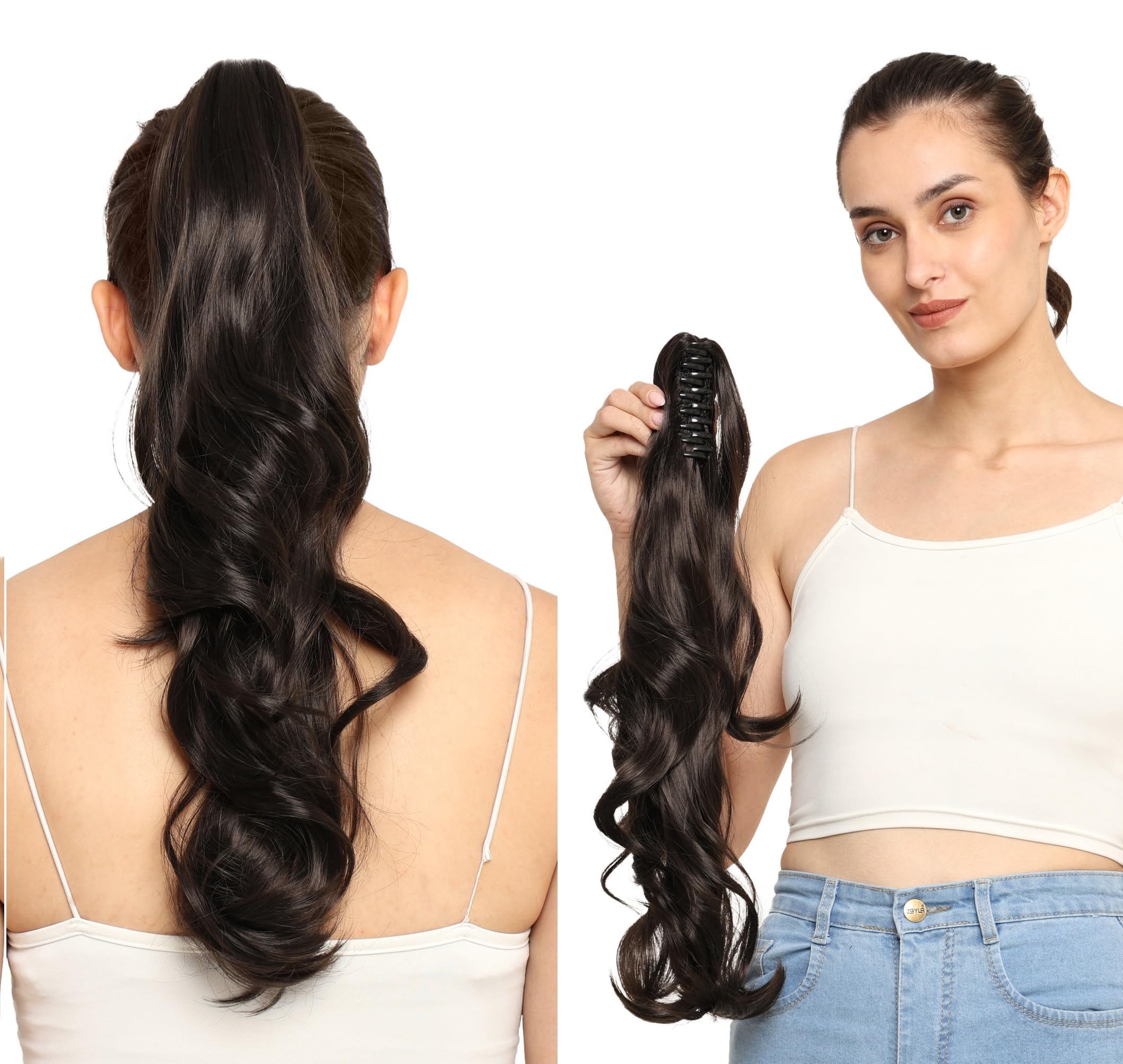 MoonEyes Curly Wavy Brown Clutcher Ponytail Hair Extension For Girls and Womens-image-39