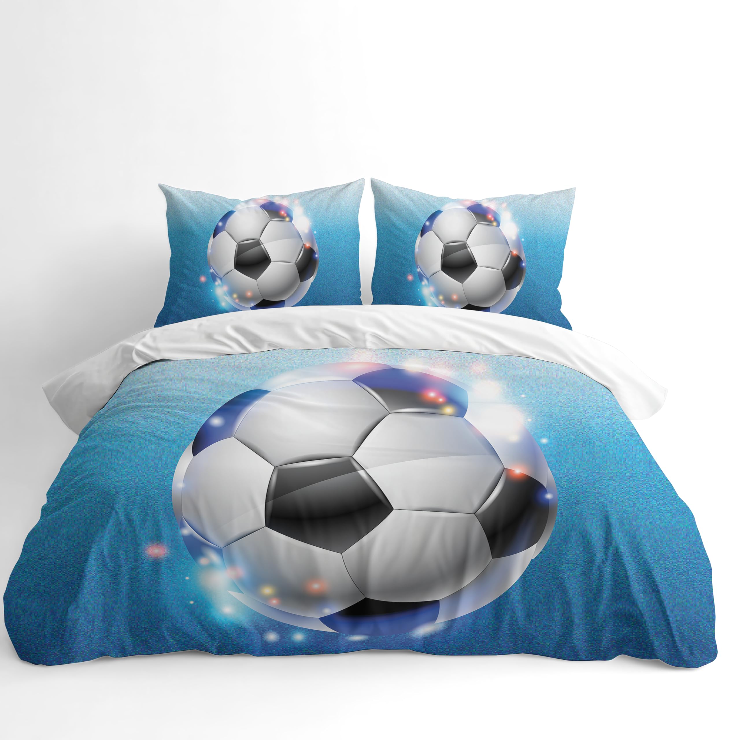 Adam Home 3D Digital Printed Football Duvet Cover Set With Pillowcases Home Bedroom Décor Microfiber King Bedding Set Made in UK |Sparkling Football