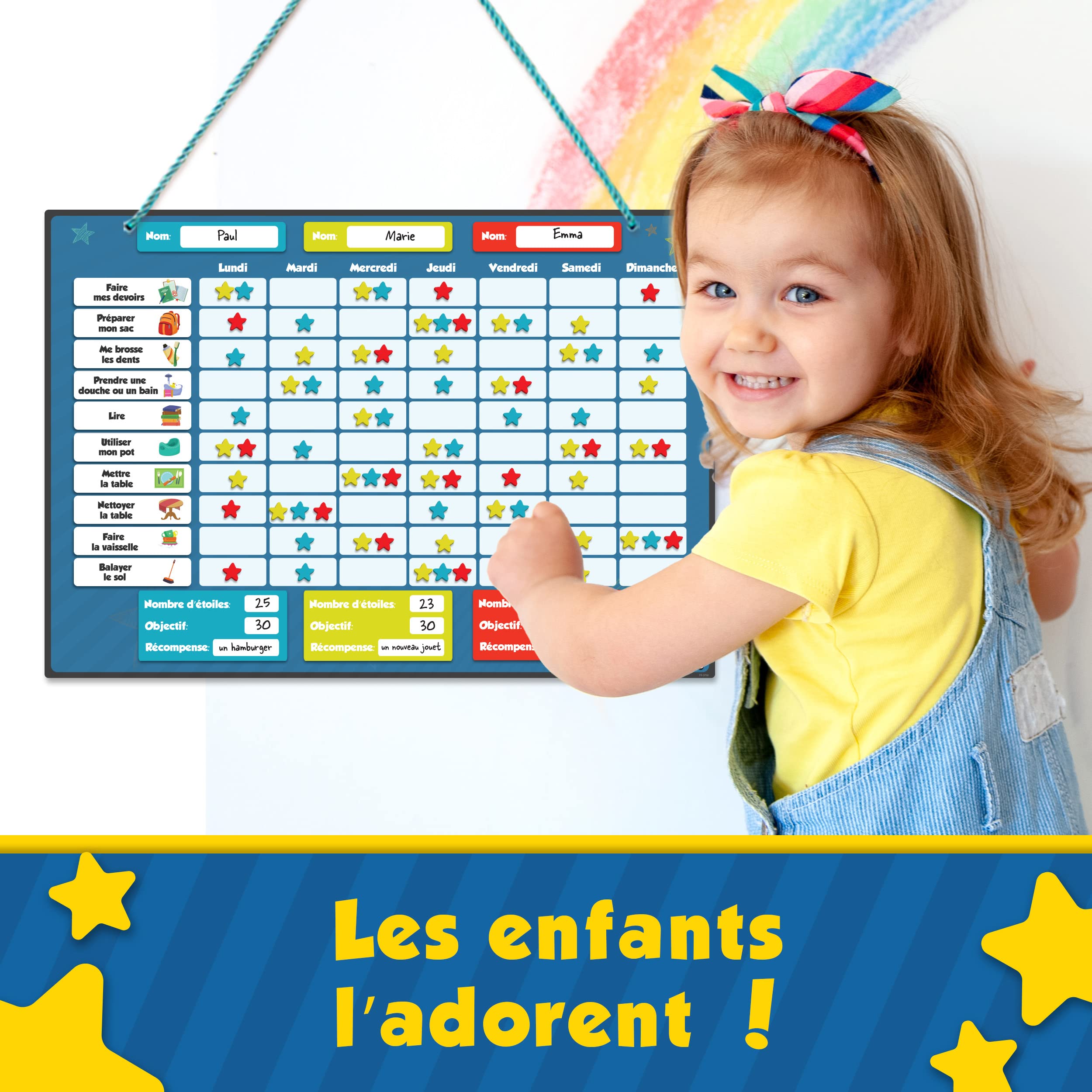Tableau Super-héros Tableau Récompenses Enfant Super-Héros - Éducation Positive & Personnalisable | En Français 100% Papier Tableau Magnetique