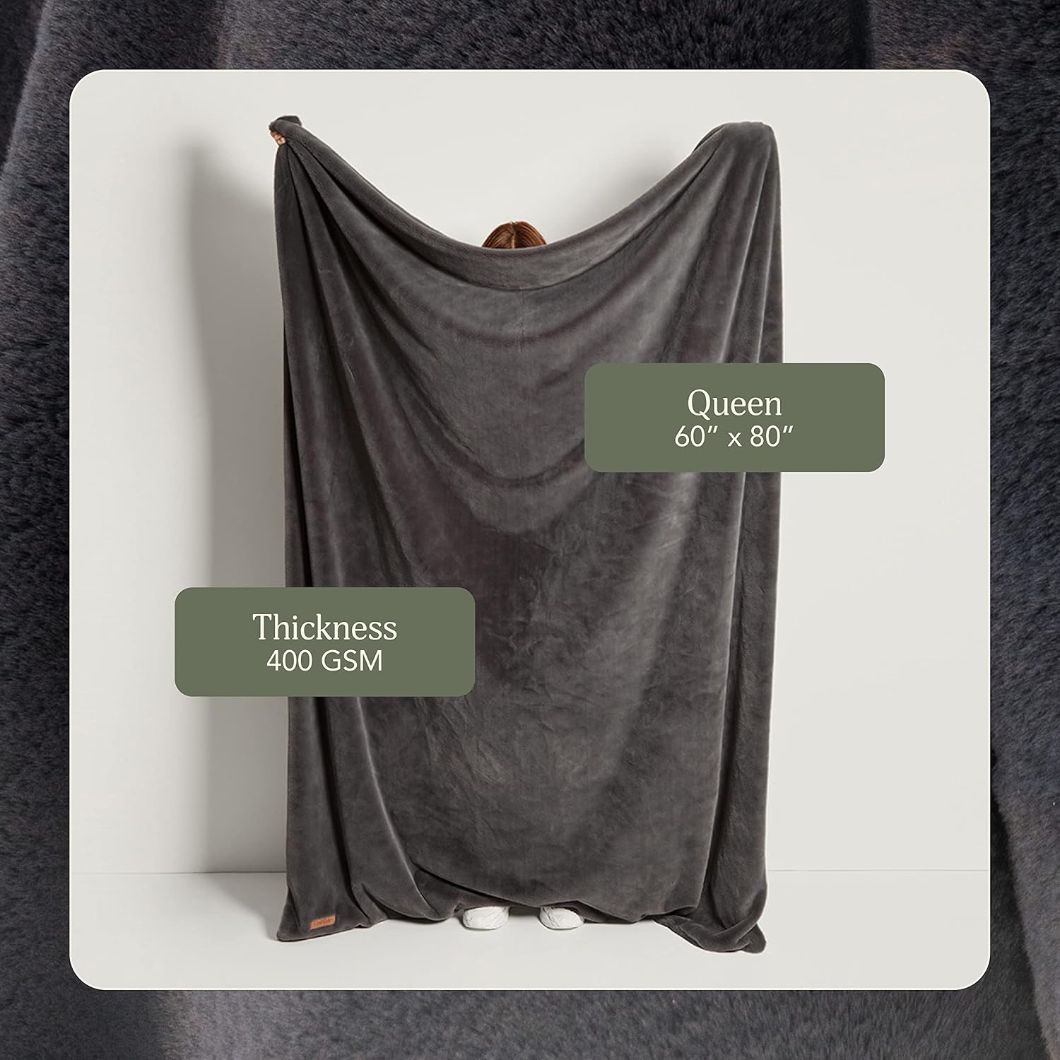 UnHide Lil’ Marsh Faux Fur Blanket - Lightweight, Soft Throw Blanket - Machine Washable - Ideal for Bed, Couch, or Reading Chair- Medium (60" x 80") Charcoal Charlie - Image 2