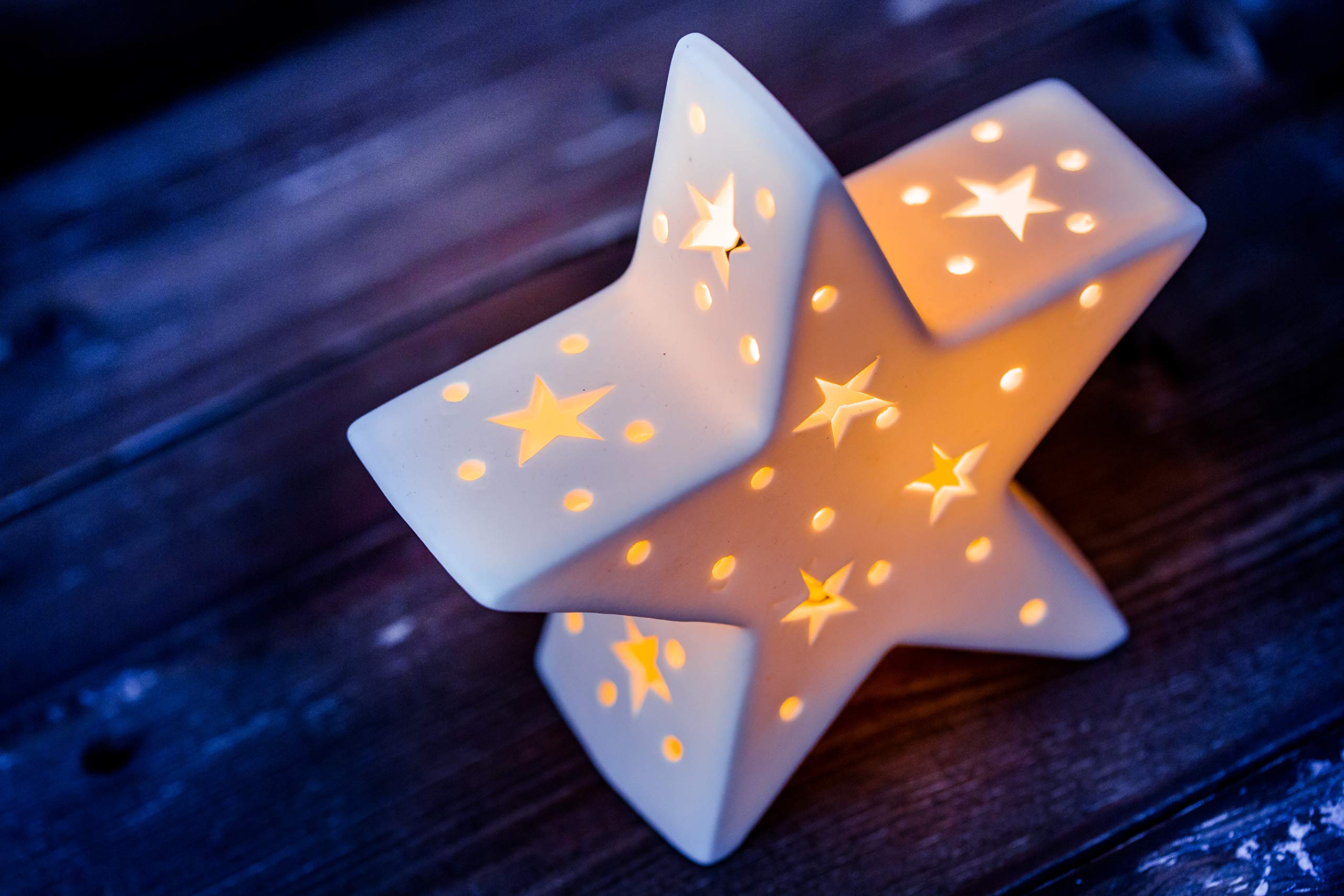 DARO DEKO Porzellan Stern weiß mit LED Größe L 14,5 x 13,5cm Küche, Haushalt & Wohnen