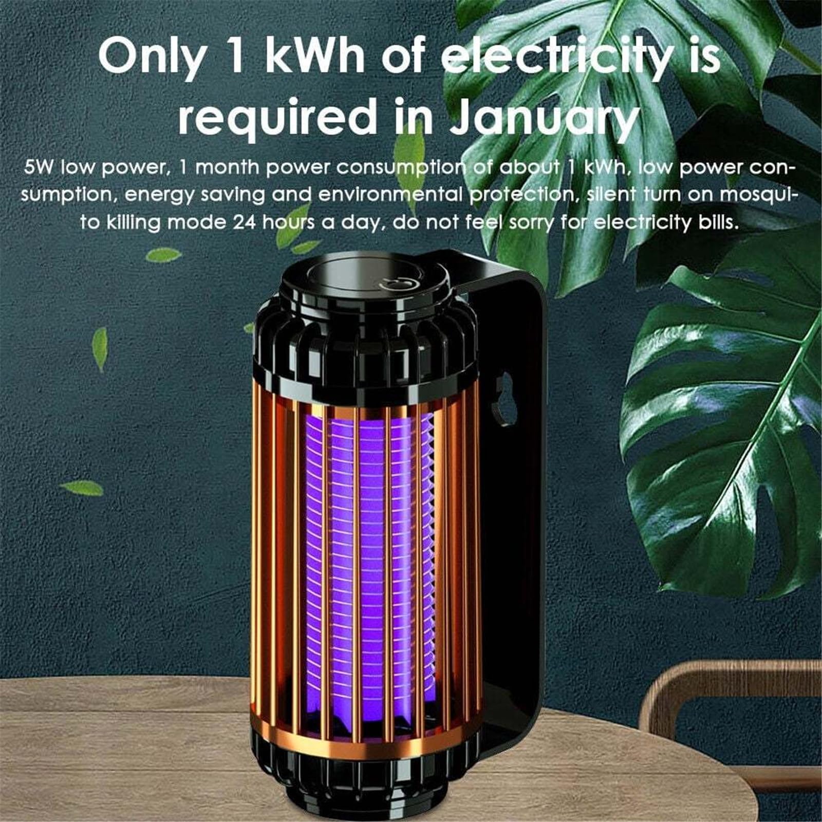 Trappola elettrica per insetti e zanzare con luce viola - Lampada anti-mosche efficace per uso domestico ed esterno(Black)