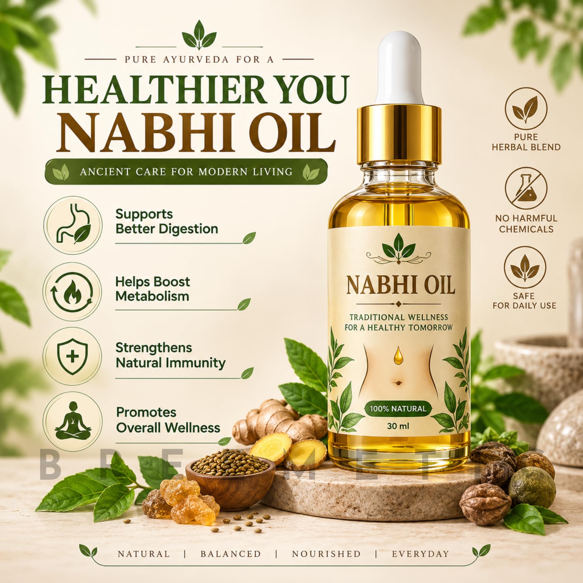 Nabhi Oil for Weight Management & Body Detox 30ml | Ayurvedic Herbal Belly Button Oil | Supports Digestive Wellness, Metabolism Balance, Relaxation & Daily Self-Care for Men & Women, 30 ML (PACK 3) — Amazon image 2
