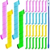 WILLBOND 40 Pieces Flexi Rod Hair Roller Kit, No Heat Hair Curlers Styling, 4 (7.87 Inch, Pink, Blue, Yellow, Green)