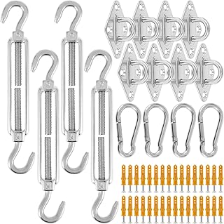 80 PCS Shade Sail Hardware Kit, 6 Inches Stainless Steel Heavy Duty Sun Shade Hardware Kit for Triangle/Rectangle/Square Sun Shade Sails Installation for Outdoor Patio Yard, Adjustable Anti-Rust