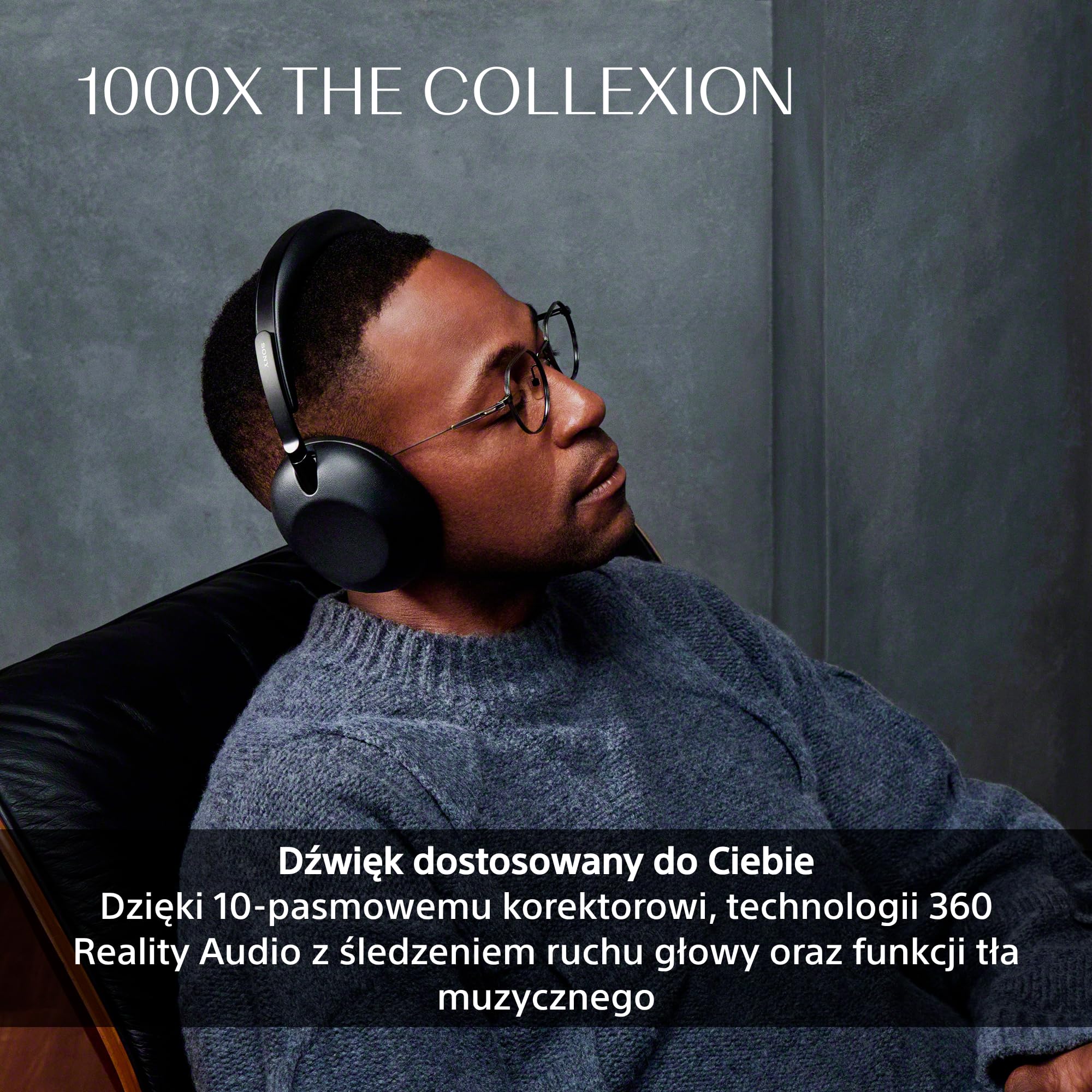 SONY 1000X THE COLLEXION Luksusowe bezprzewodowe słuchawki nauszne Bluetooth, dźwięk Hi-Res, aktywna redukcja hałasu Premium NC, 360 Spatial Audio, etui, iOS & Android, platynowo-białe, nowy model