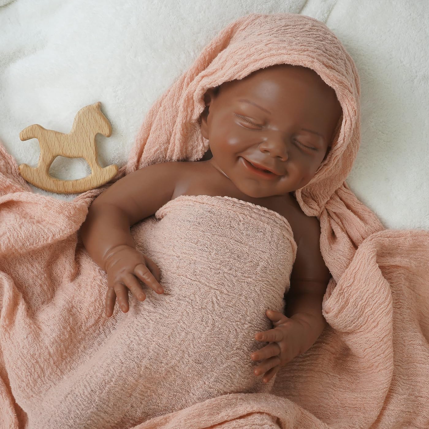 17in Handmade Silicone Baby Doll Girl with Soft Body No Clothes，Lifelike Newborn Baby Not Viny，Great Gift for Kids 3+