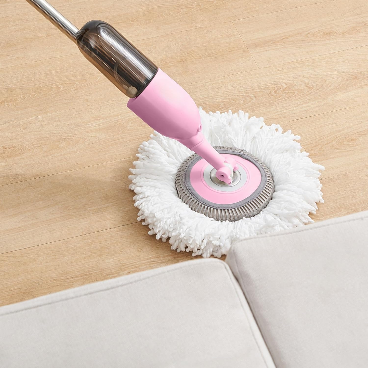 Multi-Surface Spray Mop Kit 3-in-1 with Flat, Round, Squeegee Mop Heads, Refillable Water Bottle, Machine Washable Pads for Floors, Windows