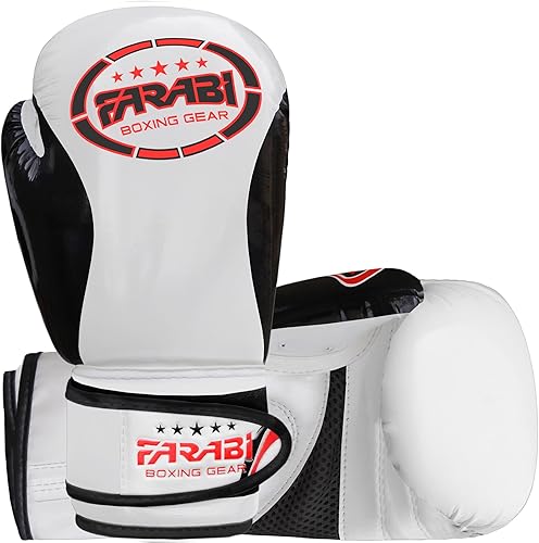 Vista 10 de Farabi - Guantes de boxeo para niños, para Muay Thai, Kick Boxing, entrenamiento, MMA, saco de boxeo Rojo
