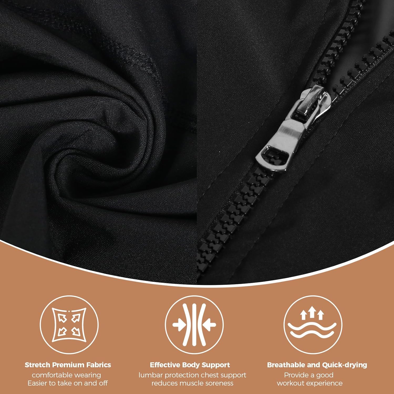 Sauna Suit for Women Sauna Vest Weight Loss 4 in 1 Waist Trainer Full Body Sweat Shirt Workout Running Gym - Image 6