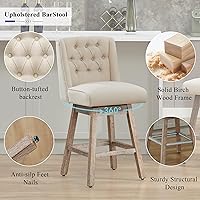 Vista 4 de Juego de 4 taburetes de bar giratorios de 26 pulgadas, taburetes de bar de altura de mostrador con respaldo, taburetes de bar tapizados de tela