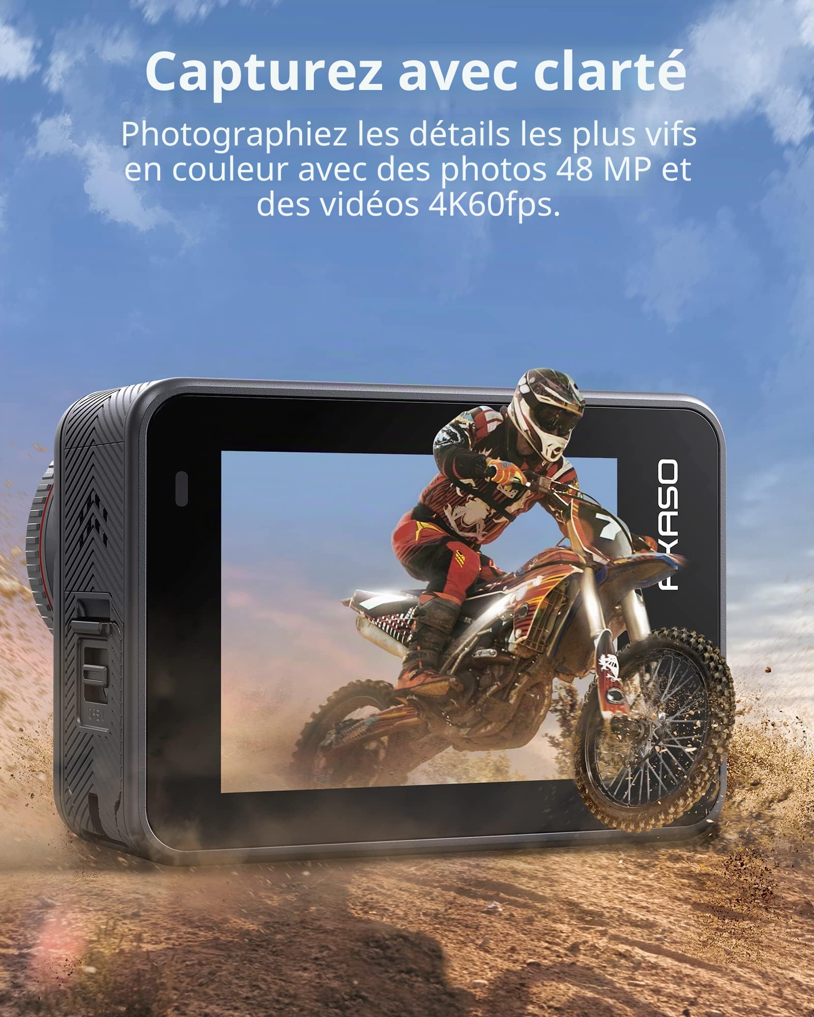 AKASO Brave 8 Caméra Sport 4K 60FPS Etanche 60M Caméra d'action 48MP WiFi sous Marine Action Cam avec stabilisation SuperSmooth Écran Tactile Grand Angle Zoom 8X 16X Slo-mo 2 Batteries 1550mAh | Boîtier 60M, Action Cam avec Stabilisation SuperSmooth, Écra