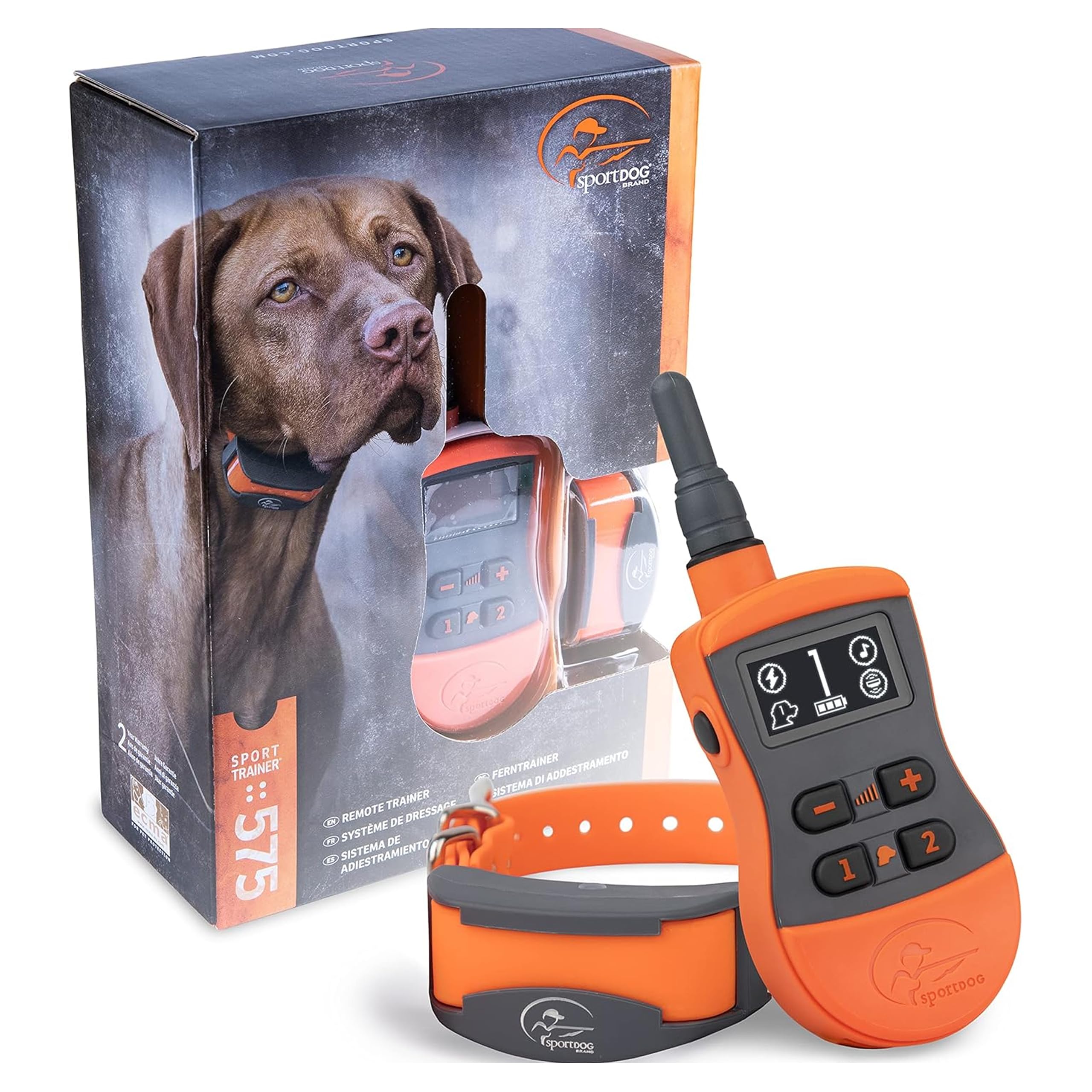 SportDOG Brand SportTrainer 575 Remote Trainer - Bright, Easy to Read OLED Screen - 500 Yard Range - Waterproof, Rechargeable Dog Training Collar with Tone, Vibration, and Static, Orange