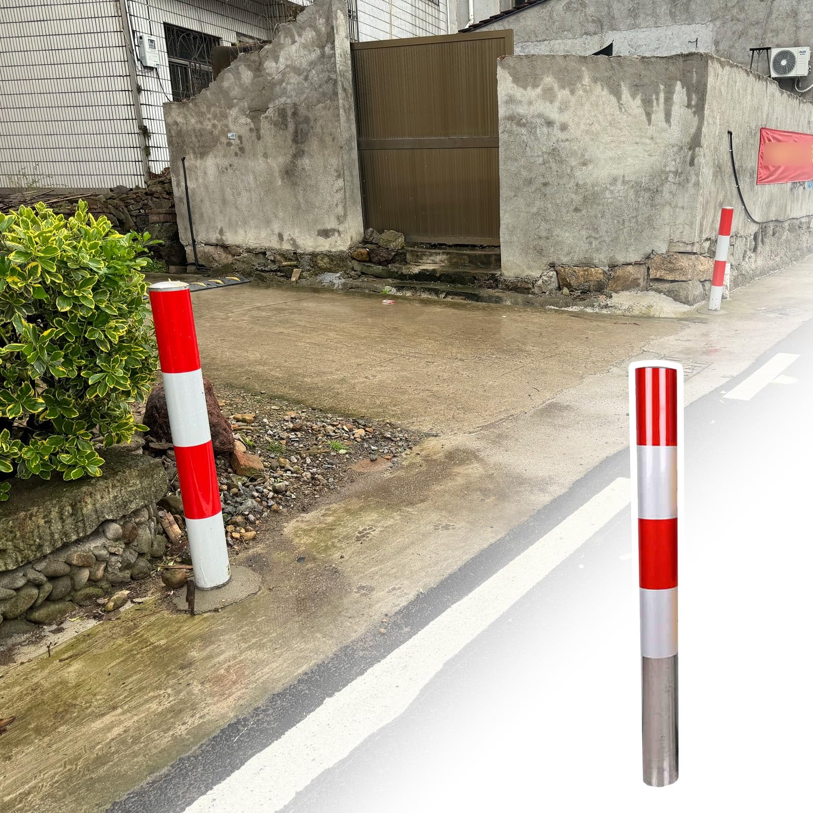 Poteau de signalisation réfléchissant - Balise de circulation blanche et rouge, colonne d'avertissement durable pour stationnement et circulation routière, conception robuste (1 pièce, H120x
