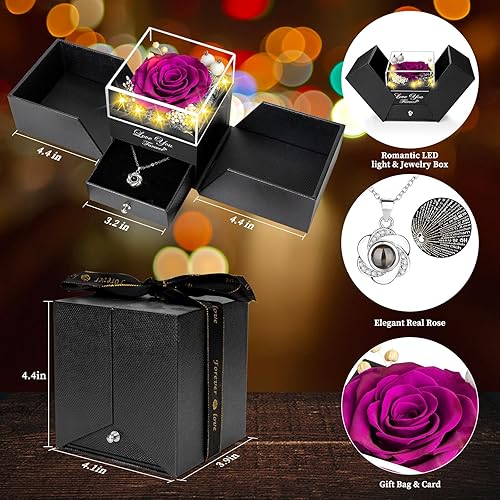 Miniatura 2 de Rosa real preservada, flores eternas, regalos de rosas para mamá, abuela, esposa, novia, en el día de la madre, cumpleaños, San Valentín, Navidad,