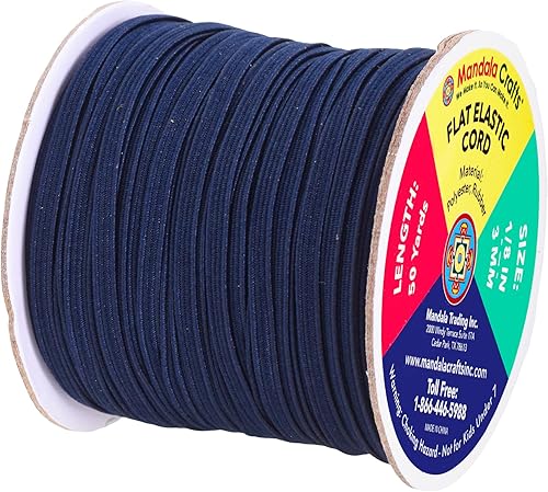 Vista 302 de Mandala Crafts - Rollo de cordón elástico plano para costura y manualidades Beige