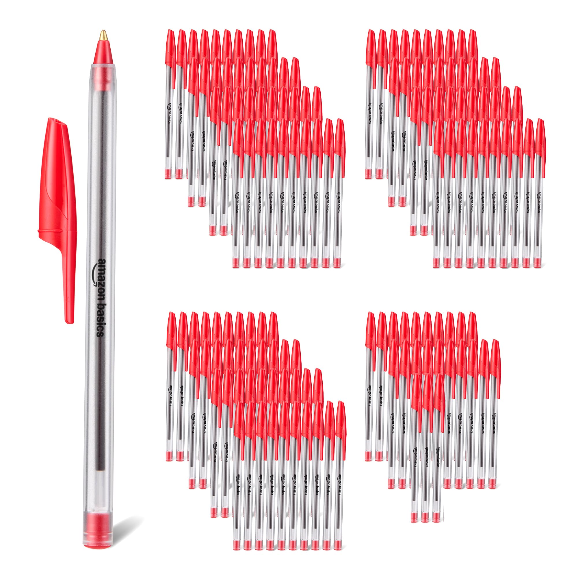 Amazon Basics Ballpoint Pens, Medium Point 1.0mm, Red Ink, 144-Pack