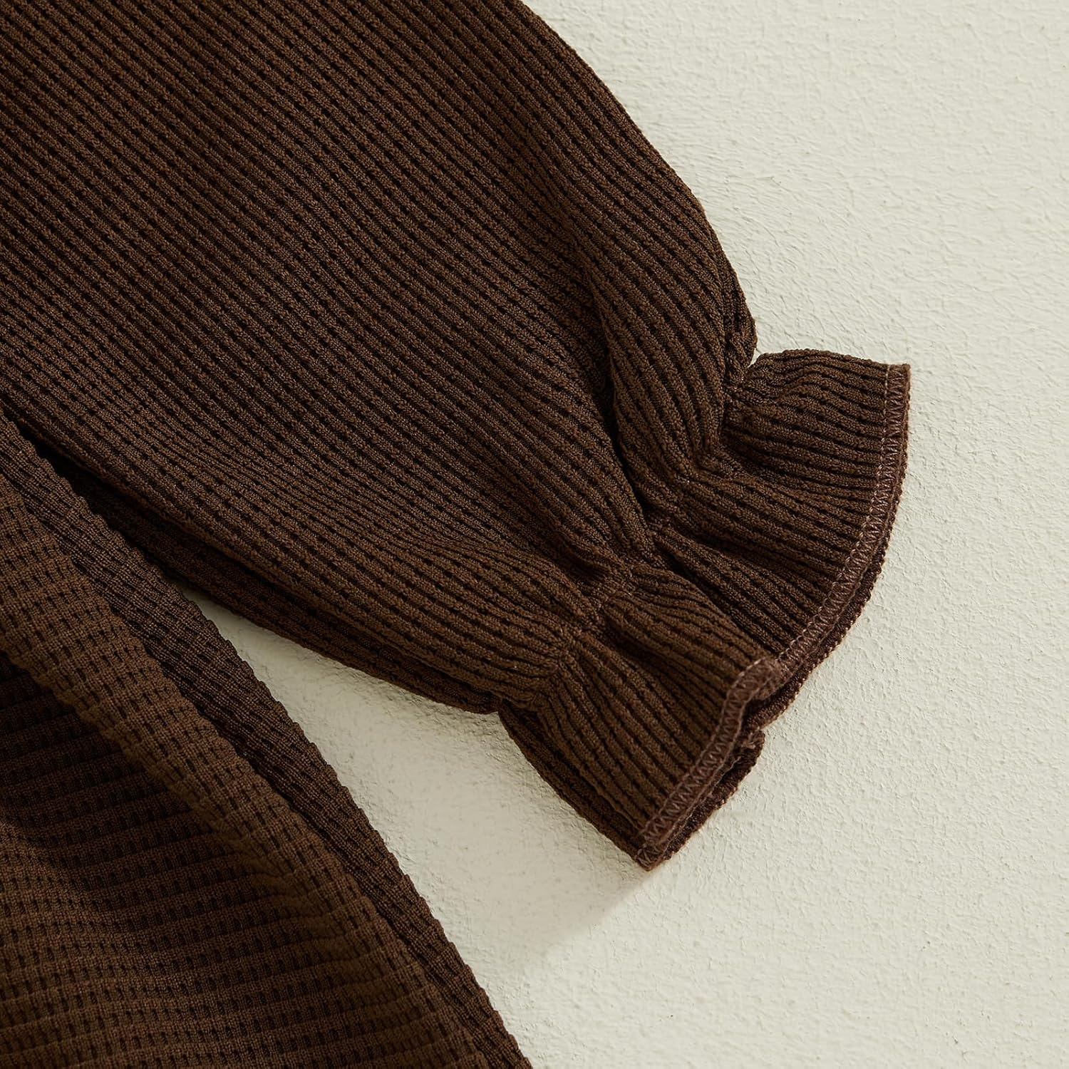 Toddler Baby Girl Dress Ruffle Waffle Knit Long Sleeve Dress Princess Party Dress Fall Winter Outfit - Image 7