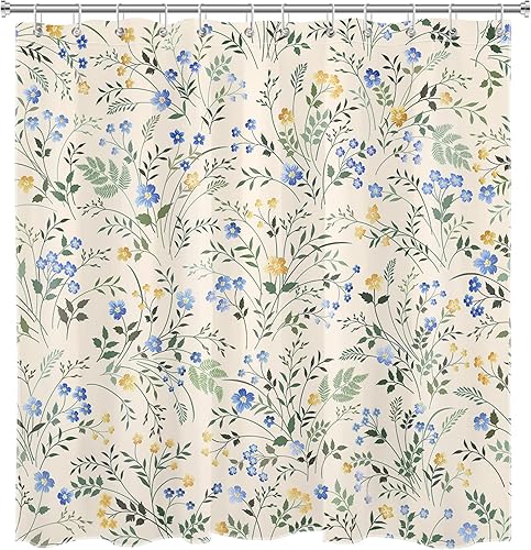 Miniatura 4 de LB Cortina de ducha de Navidad a cuadros blancos y negros con pinos para decoración de baño, juego con ganchos, 72 x 72 pulgadas, tela de poliéster