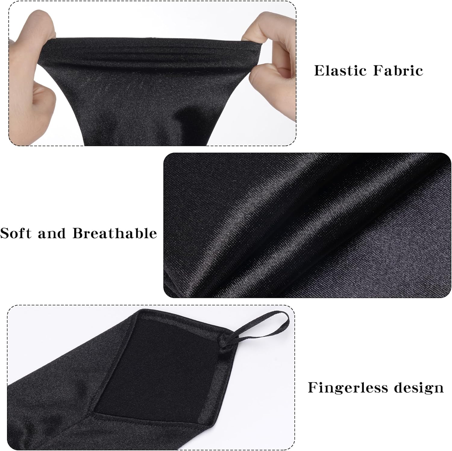 Nydotd Fingerless Long Opera Party 20s Gloves for Women Adult Elbow Length Satin Gloves for Evening Wedding Costume Dress - Image 3