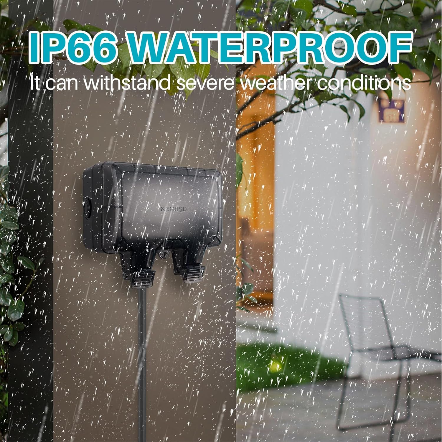 Outdoor Power Outlet Box, 20FT Outdoor Outlet Box with Extension Cord, 15A 110V Outdoor Electrical Outlet, Outdoor Outlet with Switch Indicator Light, for terraces, Gardens (Black, 20FT)