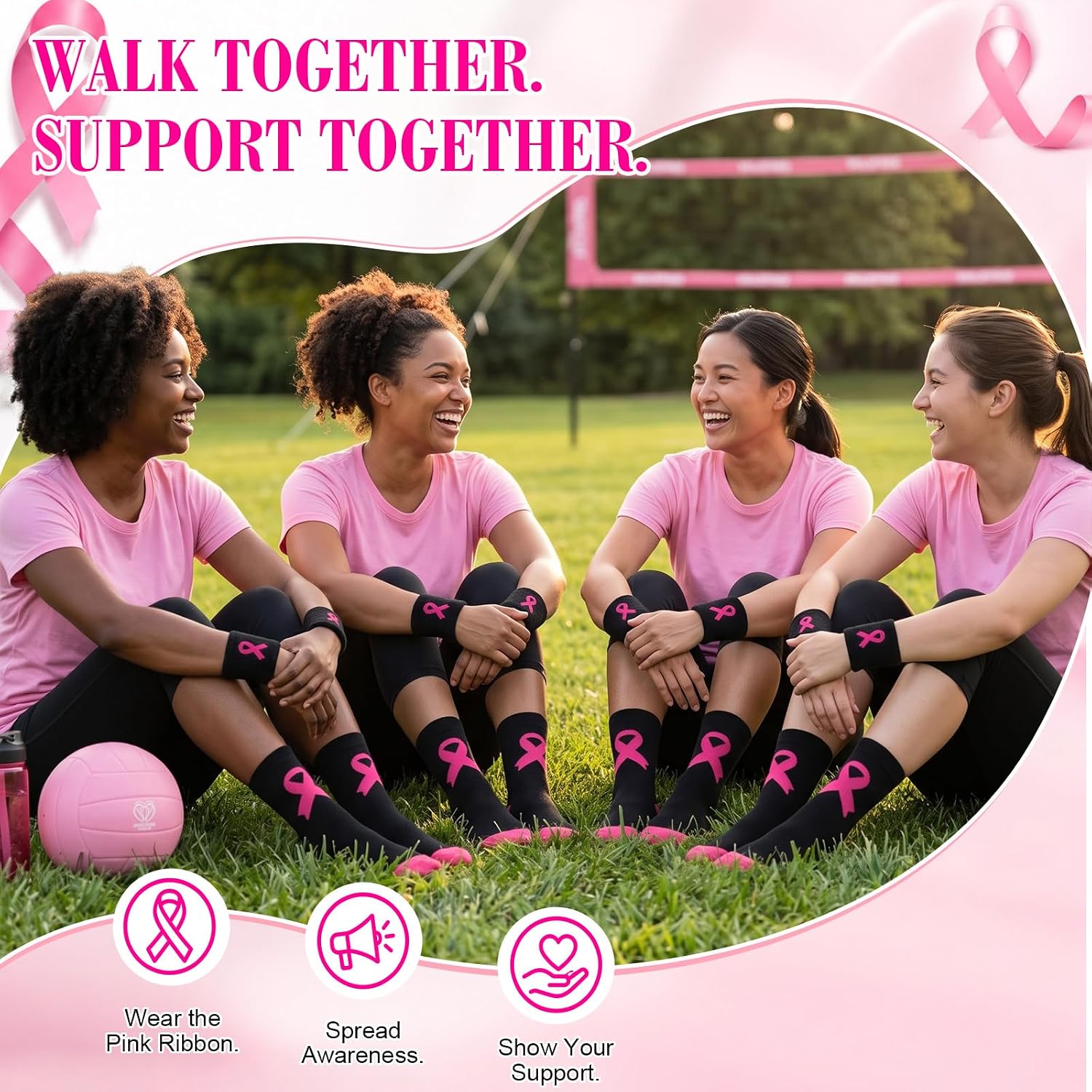 Ramede Breast Cancer Awareness Socks Wristband