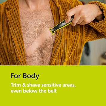 Philips OneBlade Hybrid 360 Blade Technology Electric Shaver for Face & Body, Beard Trimmer/Groomer with 3 x 360 Blade, 3 x Stubble Comb (1,3,5mm) & 1x Body Kit, Model QP2824/31
