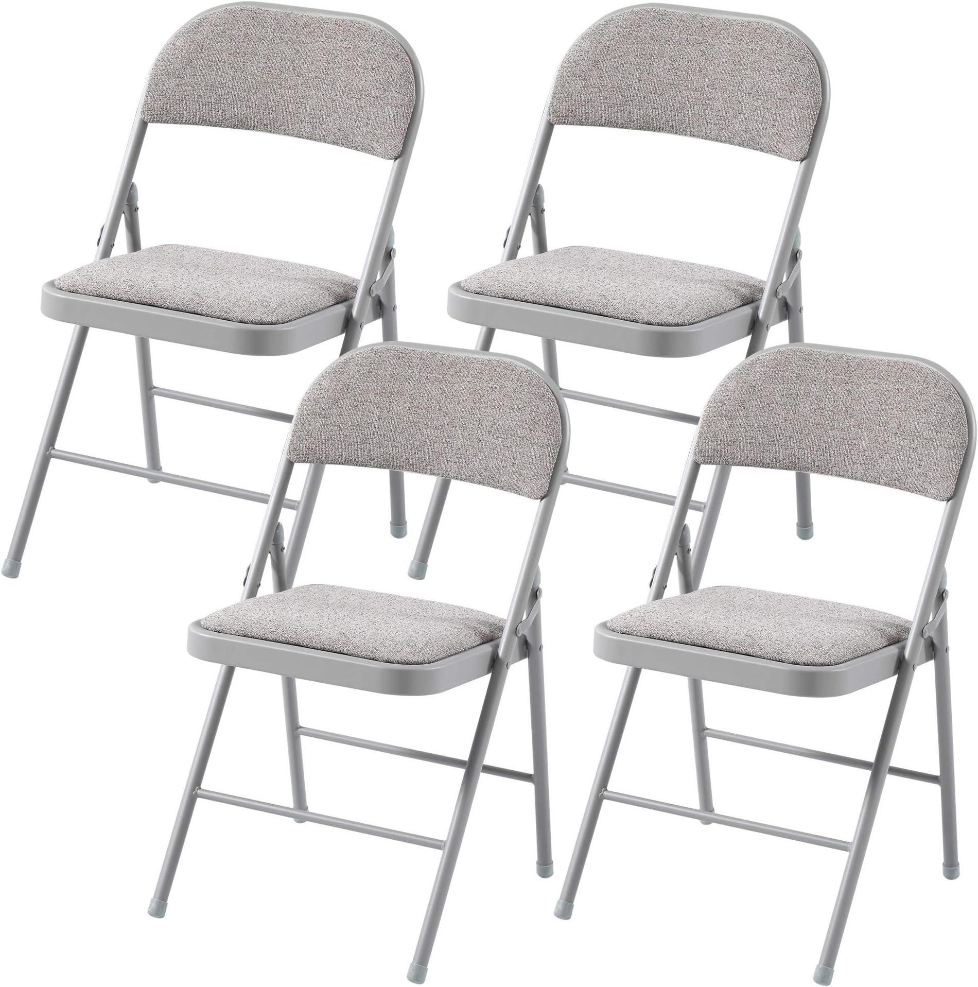 Charles Jacobs Cushioned Fabric Folding Chairs with a Grey Metal Frame - Set of 4