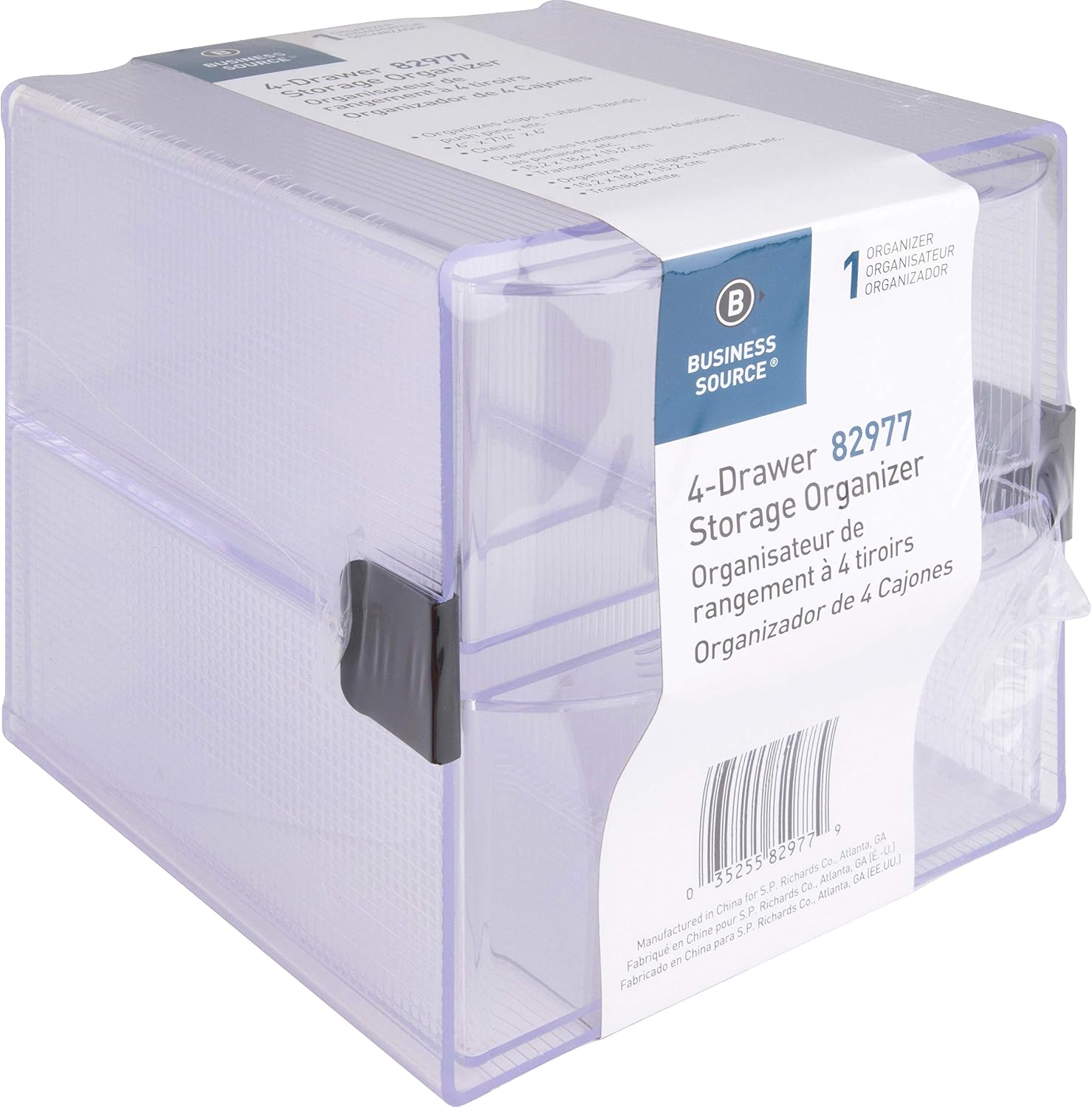 Business Source, BSN82977, 4-drawer Storage Organizer, 1 Each, Clear