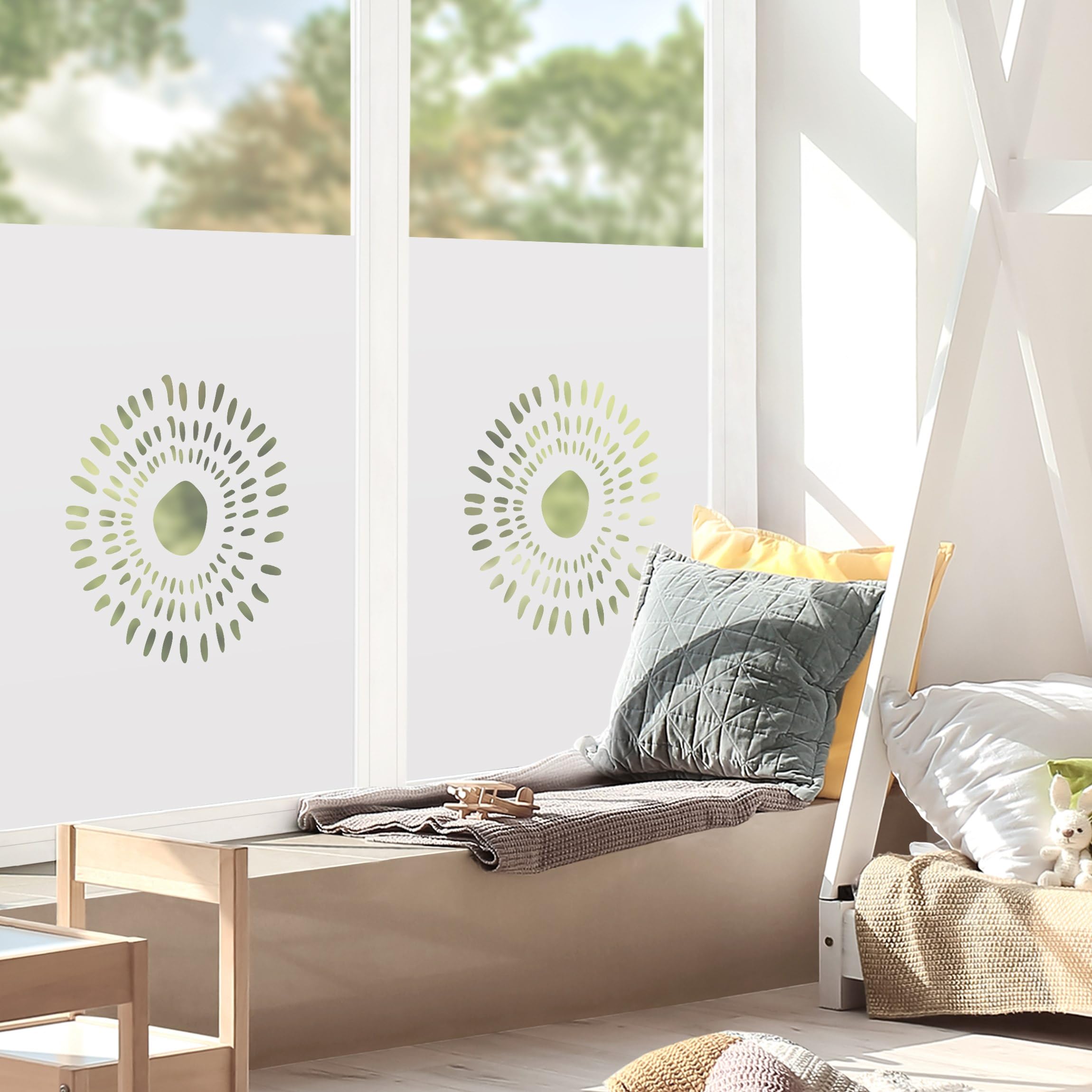 Fensterfolie statisch haftend Muster Sichtschutz Milchglas - Made in Germany - Motiv Abstrakt Blickdicht Scheibe Innen Schlafzimmer Wohnzimmer Küche Glas 1679 (60x60cm)