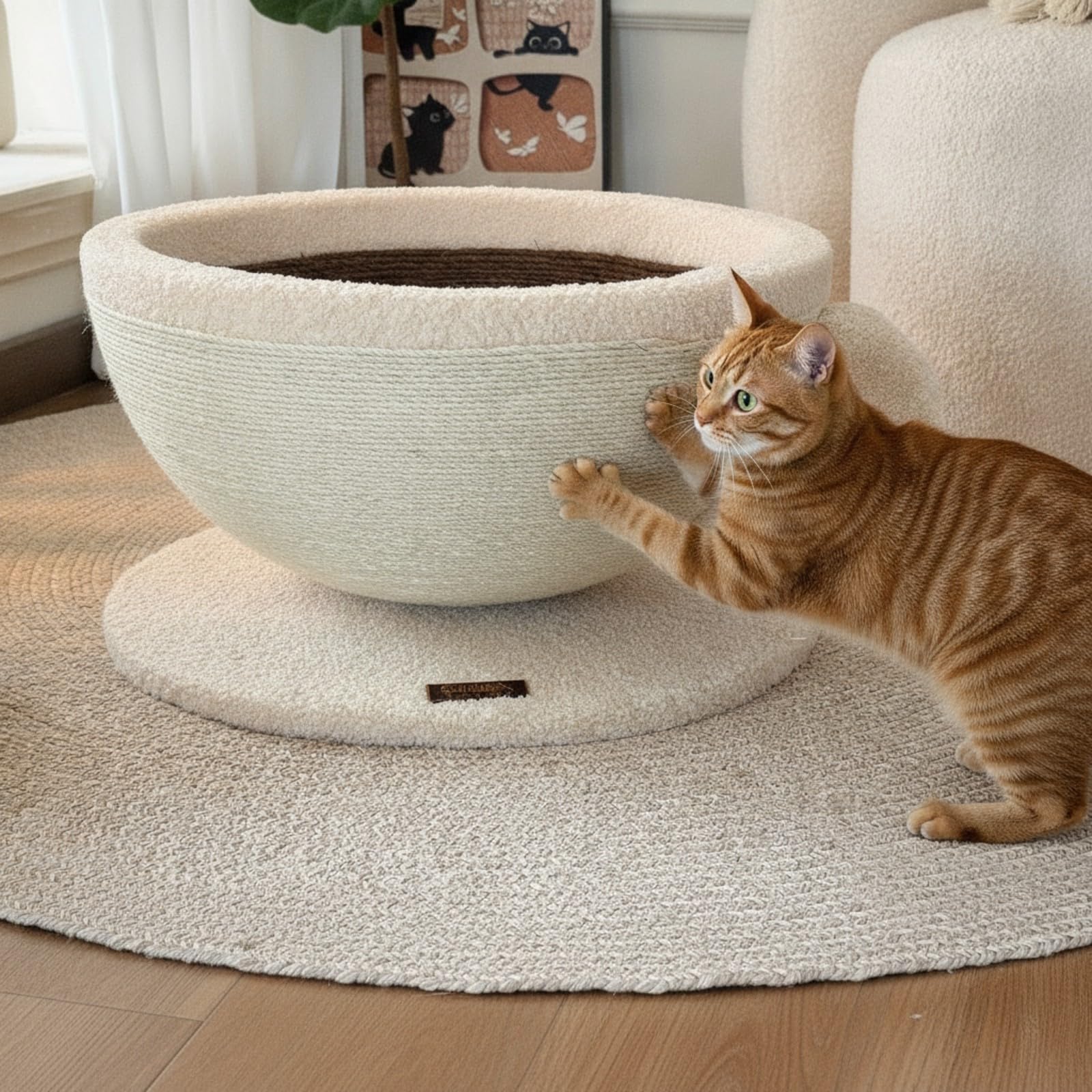 Jiuvaso Cuccia a Compatto | Ingombrante, Moderno, Cuccia in Sisal, per Salotto, Casa, Grande