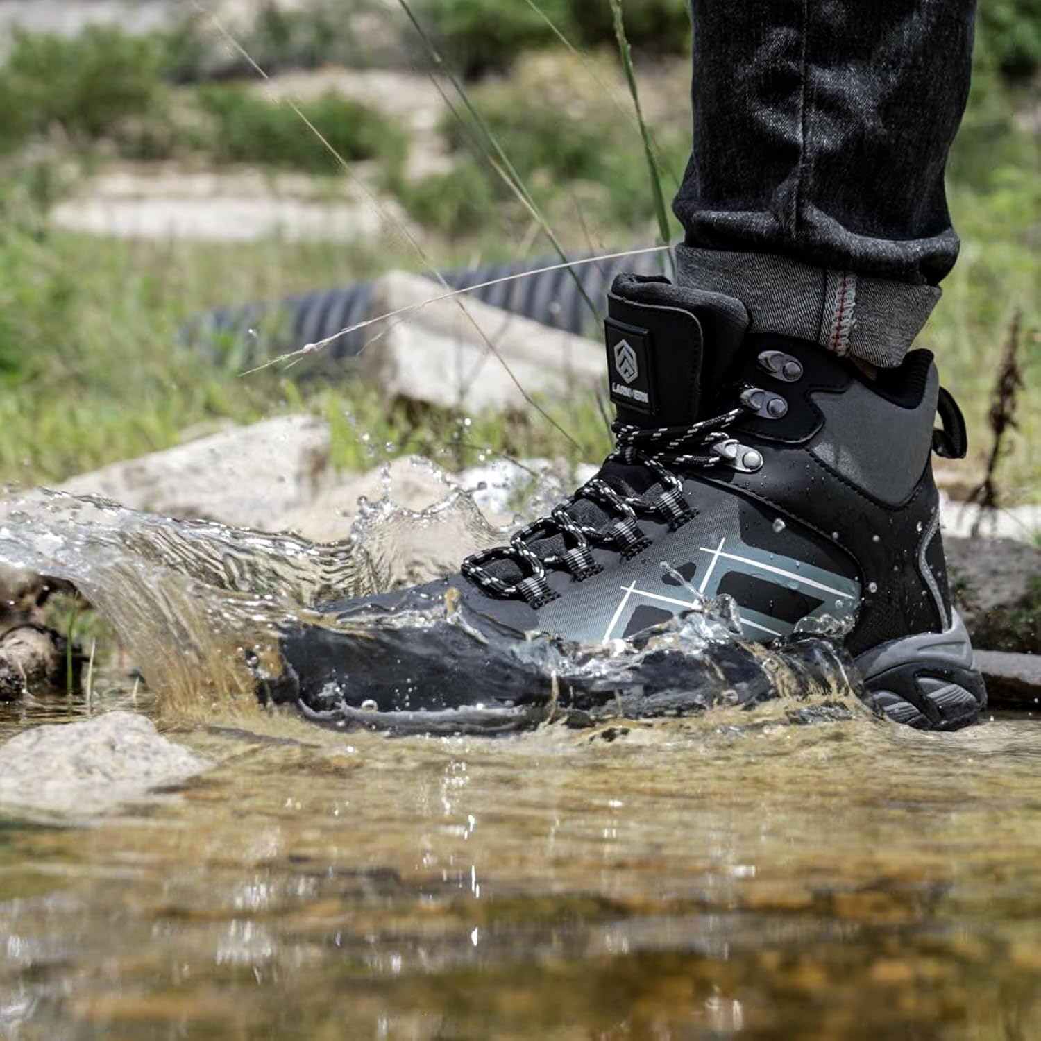 LARNMERN Steel Toe Work Boots Men,Non Slip Safety Shoes,Comfortable Industrial and Constructio Hiking Sneakers - Image 2