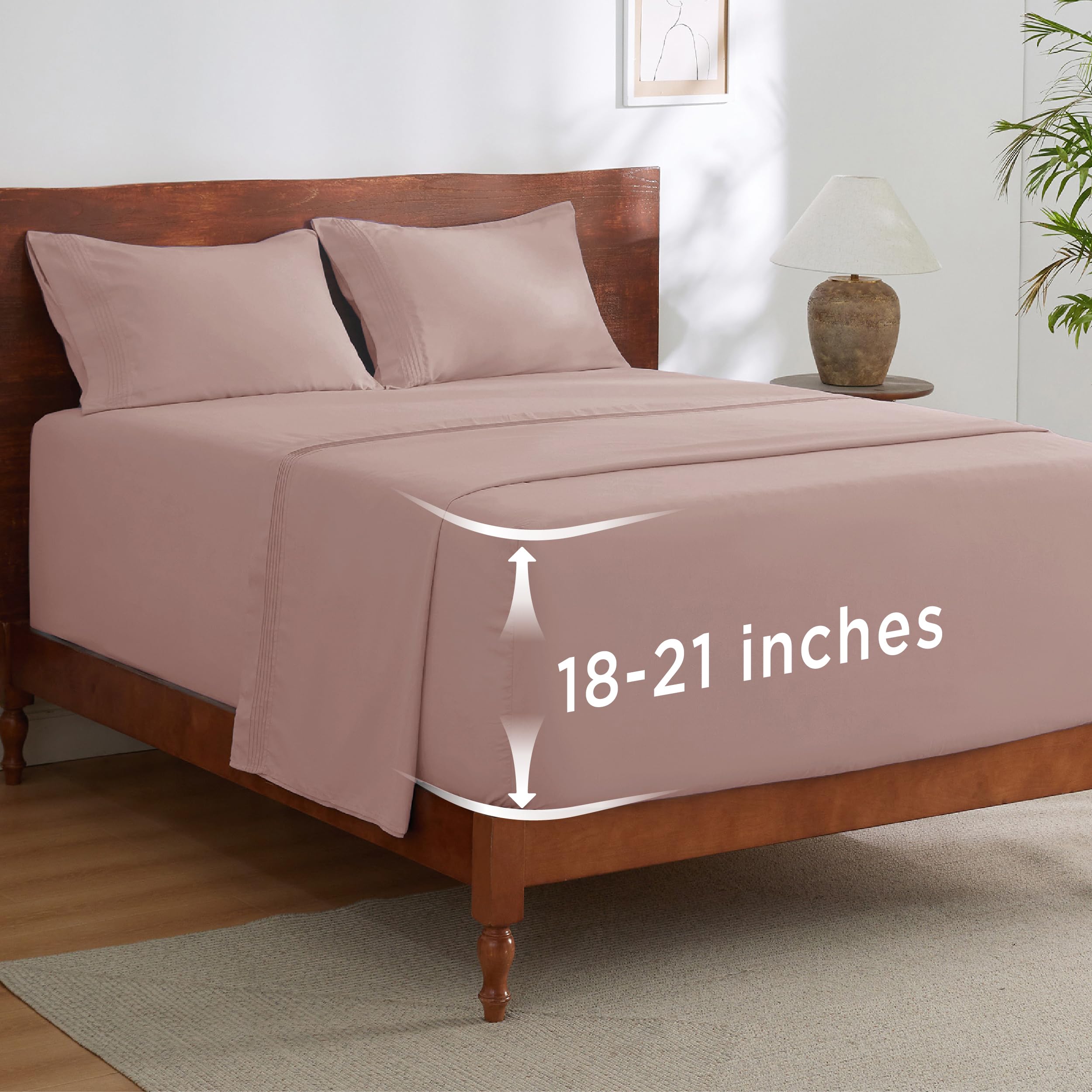 Bedsure Deep Pocket King Sheet Set - Fits Mattresses Up to 21 Inches Thick - 4 Piece GentleSoft Bed Sheets, Moisture Wicking, Soft & Cooling Bedsheet