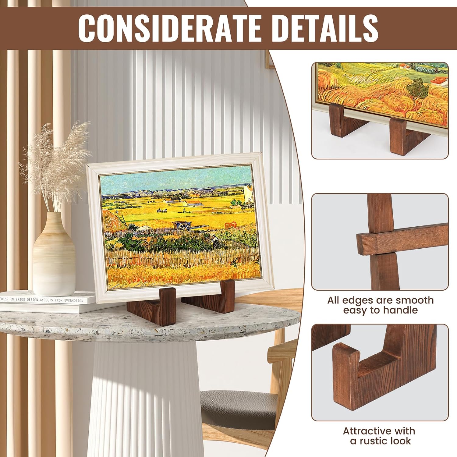 DEBETOOL 8.8" Rustic Wooden Plate Stand for Display