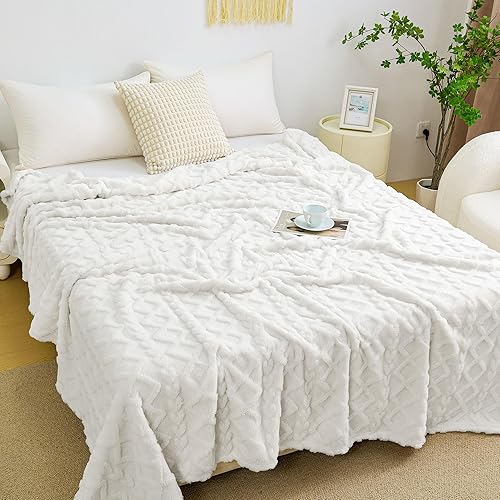 Miniatura 5 de Aganear Manta de forro polar Sherpa tamaño individual, diseño elegante 3D, manta ligera portátil de lujo súper suave, esponjosa, cálida, acogedora,