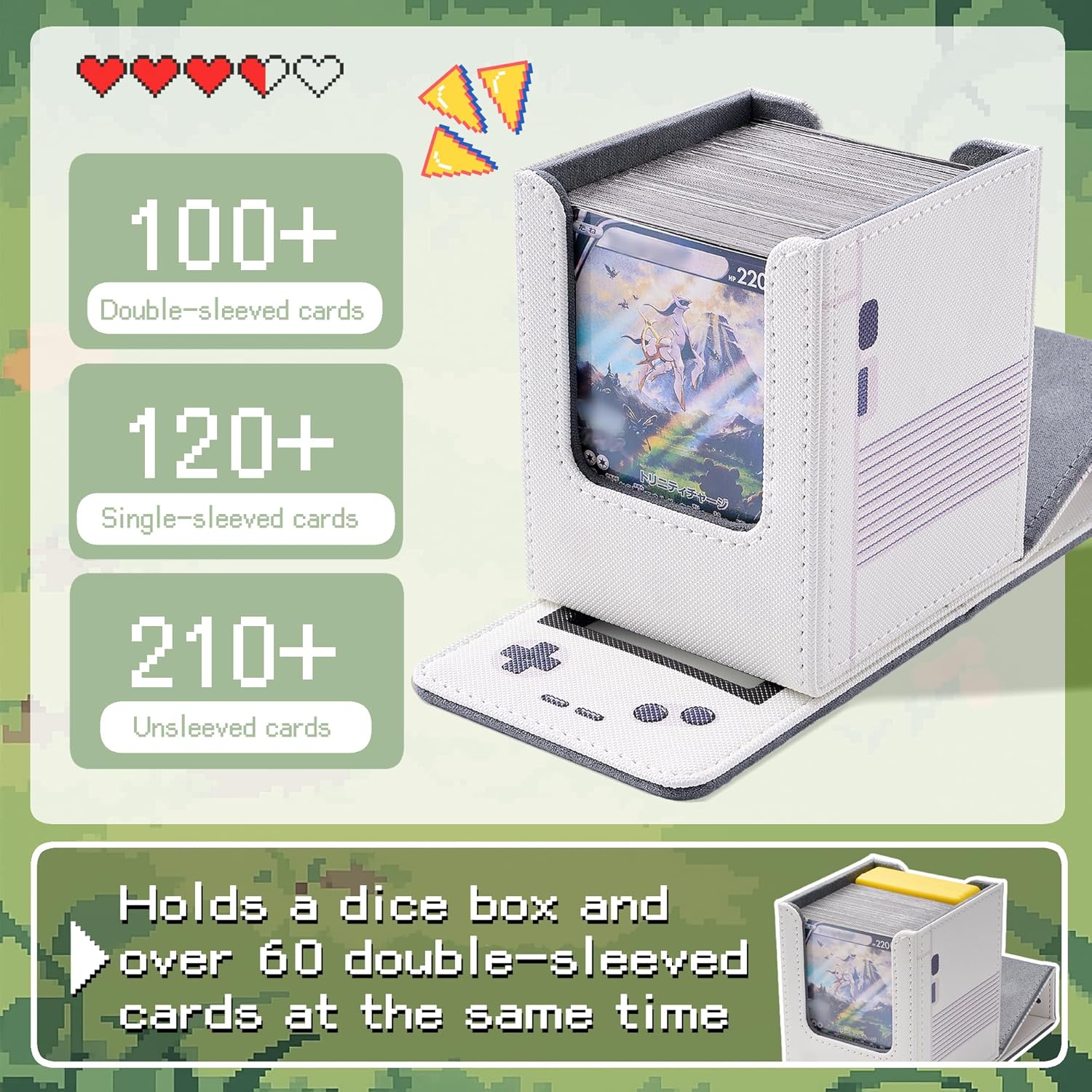 Venssu Retro Gaming Console MTG Deck Box & Deck Box with Dice Tray Bundle (Purple)