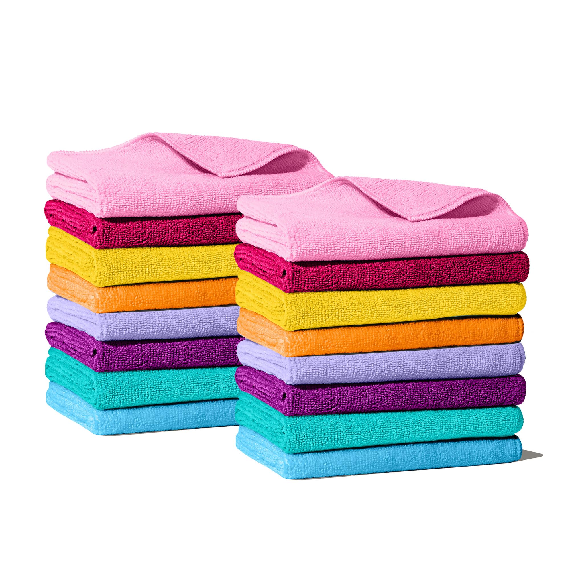 Happy Rainbow – Pack 16 bayetas de Microfibra reciclada Super absorbentes Lavables y Resistentes para Cocina Secado rápido sostenibles Trapos 38×36 cm